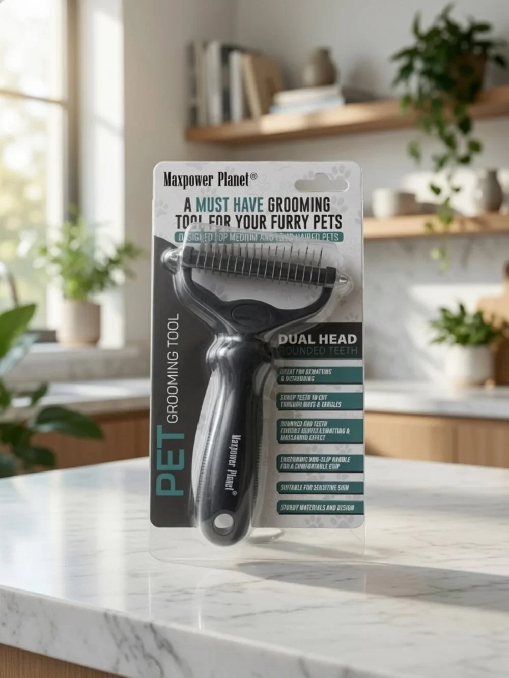 Maxpower Planet Pet Grooming Tool Dual Head Deshedding Rake